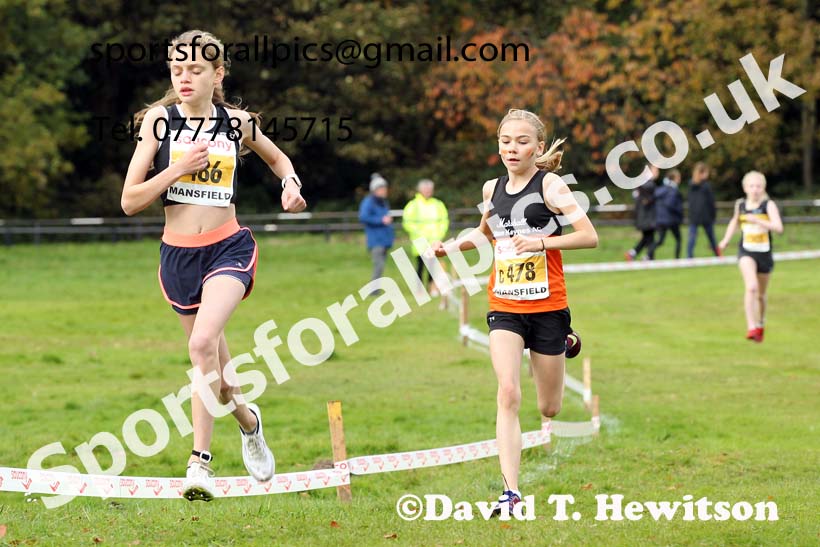 Girls under-13s 2021 National Cross Country Relays, Berry Hill Park, Mansfield. Photo: David T. Hewitson/Sports for All Pics